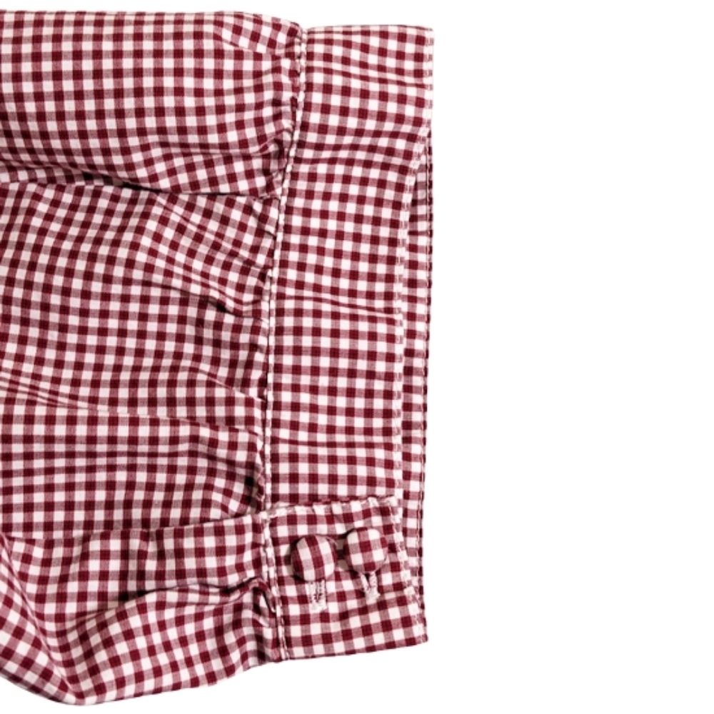 MADEWELL Burgundy Gingham Wrap Blouse/Top with 3/4 Sleeves - Picture 8 of 10